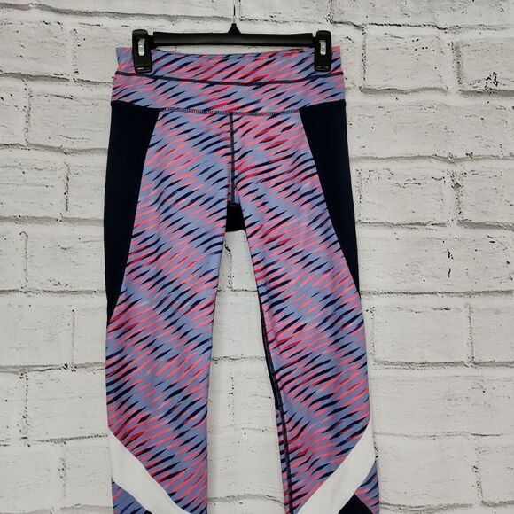 Athleta Electra Sonar 7/8 Length Pink Blue Stretch Leggings Women's Size S - Picture 3 of 11